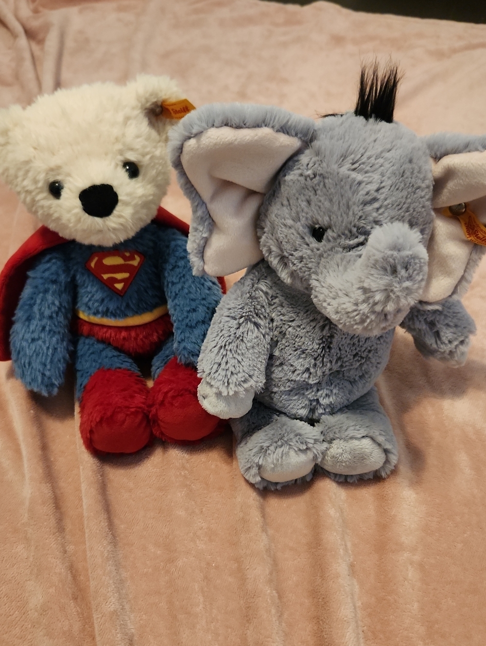 Steiff Plush Superhero Bear & Grey Elephant Bundle